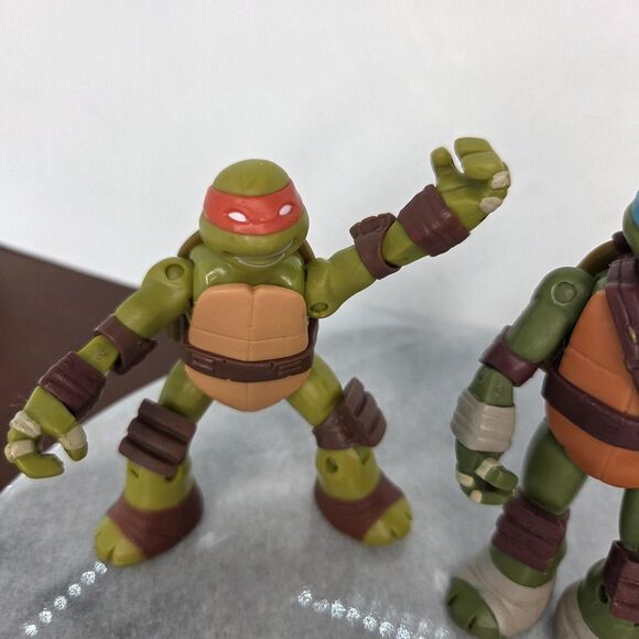 Teenage Mutant Ninja Turtles Action Figures Lot Leonardo Raphael Michelangelo 4" - Picture 4 of 11